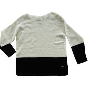 DKNY Women's Black White Colorblocked Crew Neck Pullover Sweater Size Small